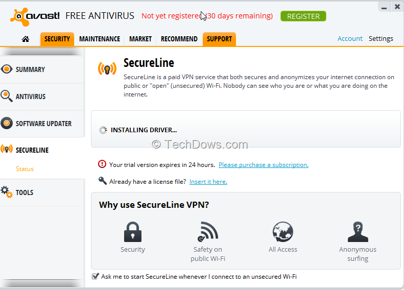 avast secureline subscription code free